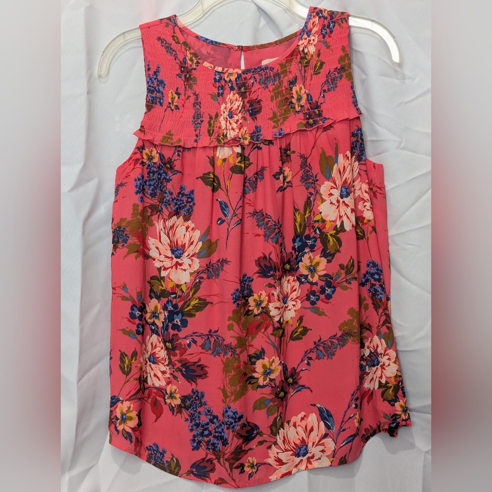 LOFT Pink and Blue Floral Dress Size Small Petite